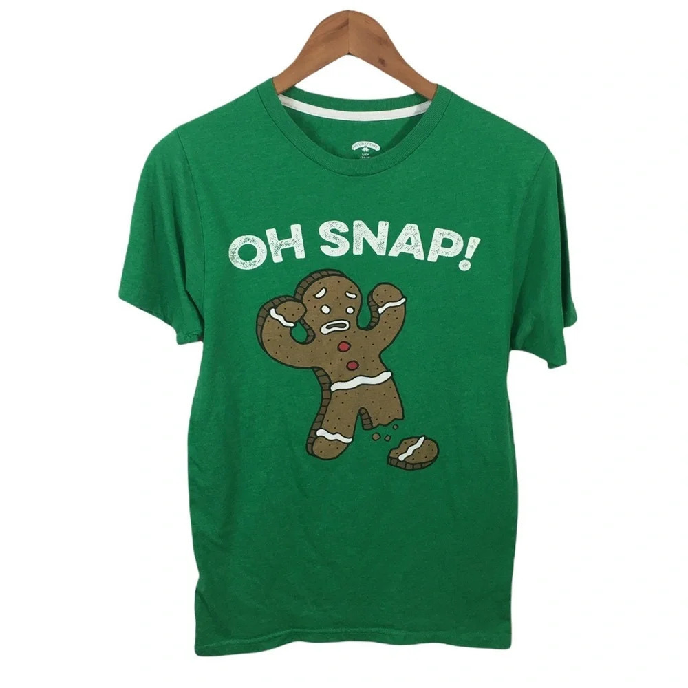 TS532 Men’s Holiday Times OH SNAP Gingerbread Man Christmas T Shirt S
